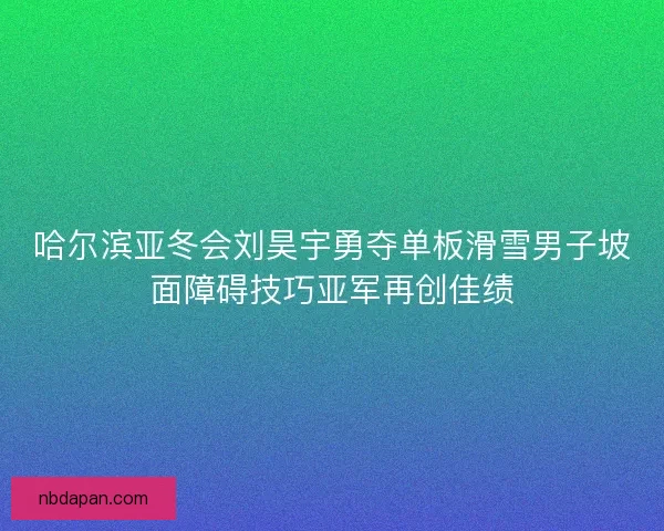 哈尔滨亚冬会刘昊宇勇夺单板滑雪男子坡面障碍技巧亚军再创佳绩
